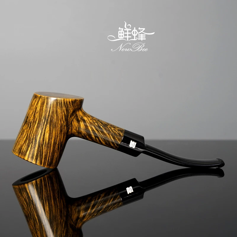 MUXIANG Handmade Briar Pipe Hammer Desktop Tobacco Pipe Wooden Straight Stem Pipe Real Briar Pipes flat-bottomed hammer pipe 3