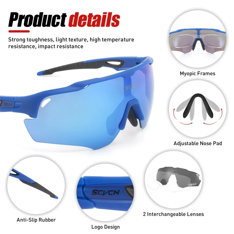 SCVCN Lunettes De Vélo De Montagne Sport Lunettes De Soleil Pour Hommes