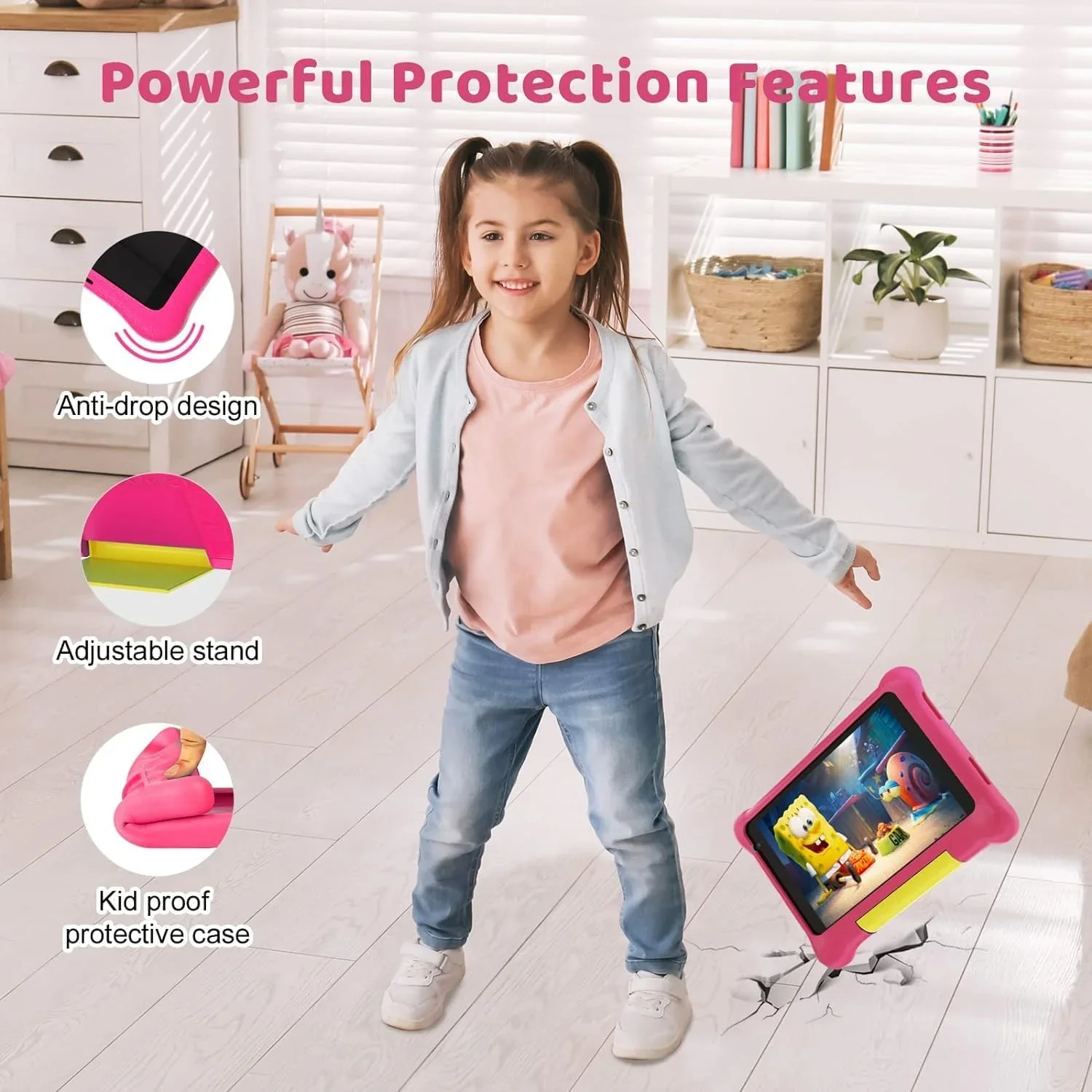 7Inch Kid Tablet Android13, 5GB RAM 32GB ROM,128GB Expand,WiFi,2500mAh Battery,Dual Camera, Children's Gift Kids Software,PK BDF