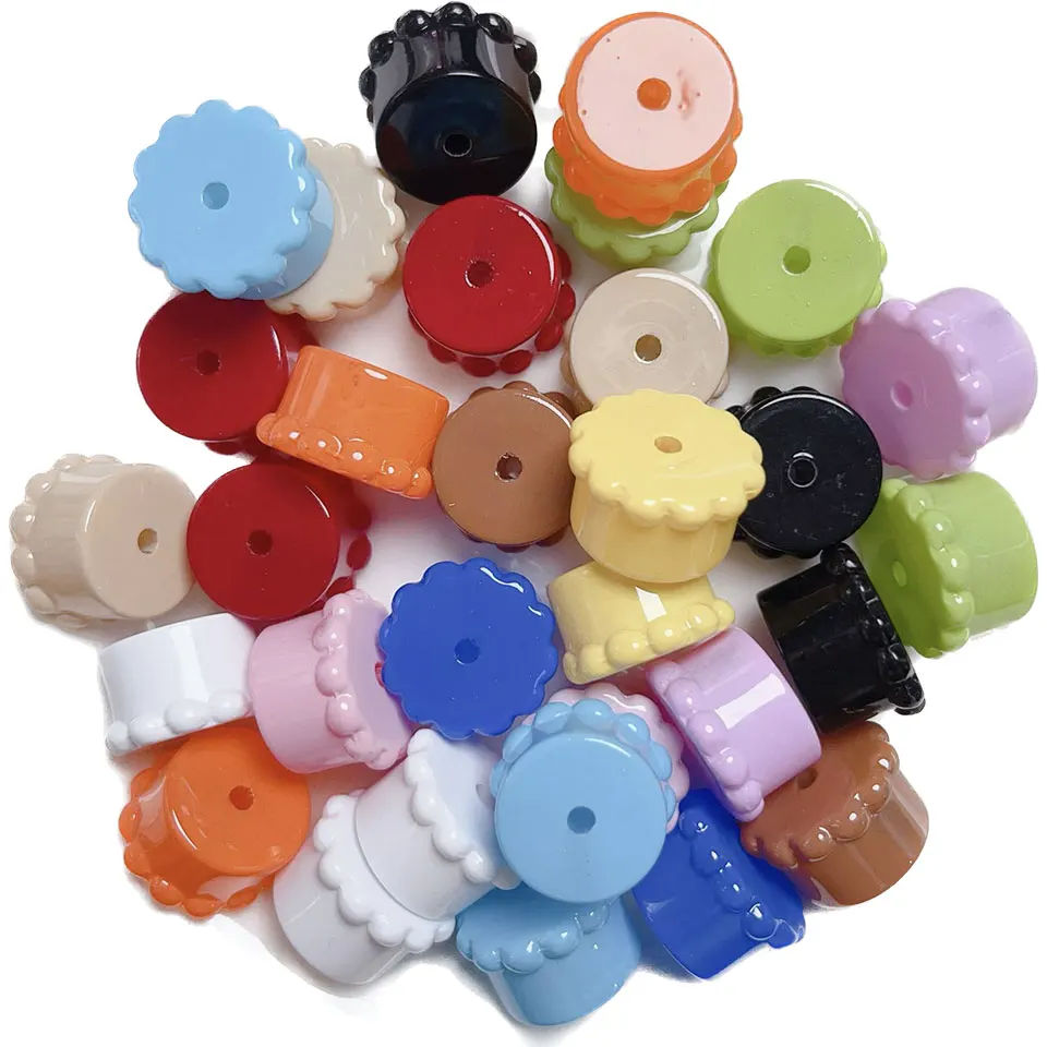 50Pcs Y2K 다채로운 생일 케이크 배아 기본 비즈 쥬얼리 만들기 DIY 장식 전화 체인 열쇠 고리 페르시 펜 액세서리
