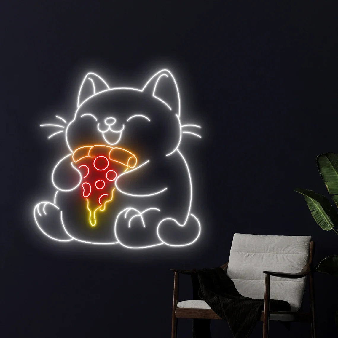 

Cat Eating Pizza Neon Sign Pizza Food Sign Restaurant Shop Wall Art Hanging Sign Cute Cat Animal Neon Kids Teens Birthday Gifts