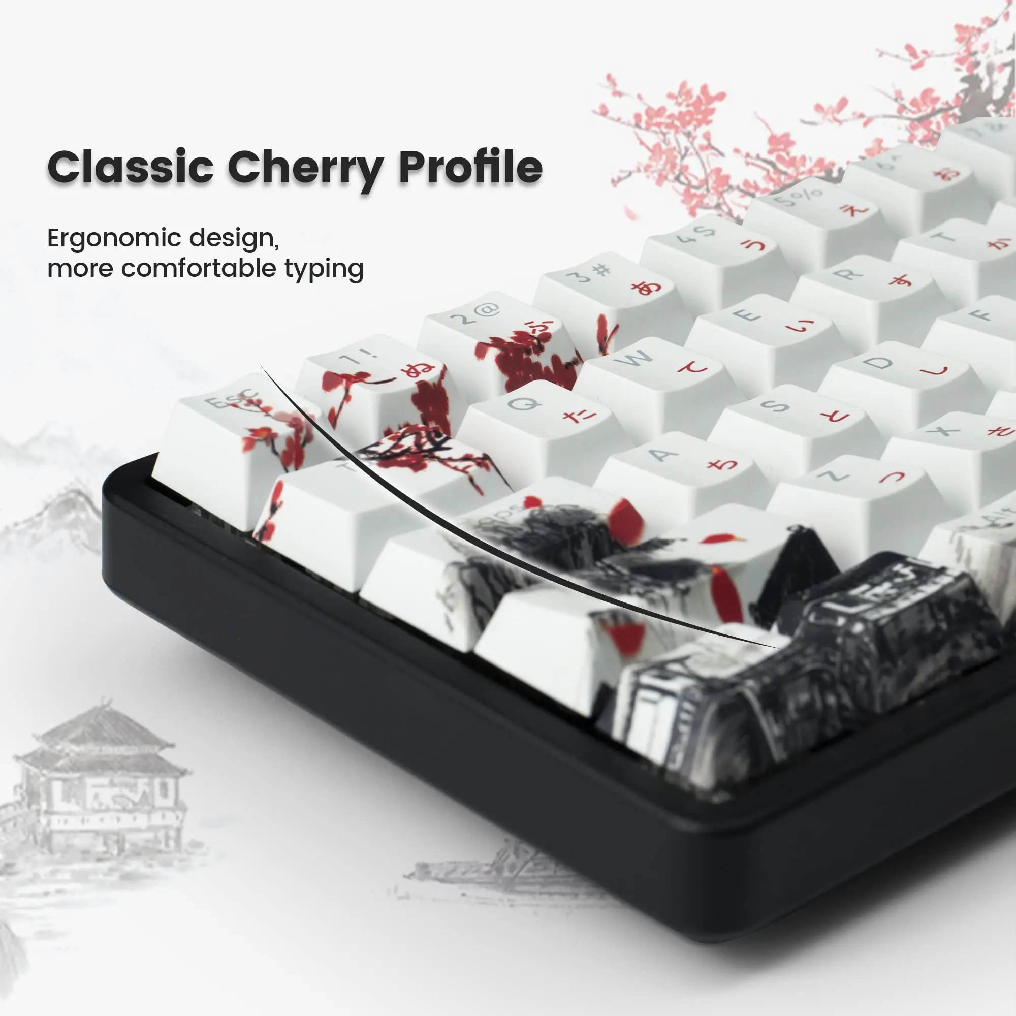 Pbt Keycap para Teclado Mecânico Gamer 127 Teclas Brilho Através do Perfil Plum Blossom Cherry Dye-sub Cherry mx Switches - Imagem 6