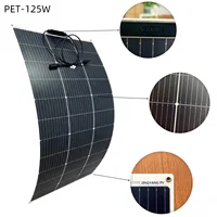 Panneau solaire flexible monocristallin en silicium 125W pour la charge de batterie 12V, panneau photovoltaïque semi-flexible léger en PET pour camping-car, bateau, caravane, fourgonnette, remorque, alimentation hors réseau 3