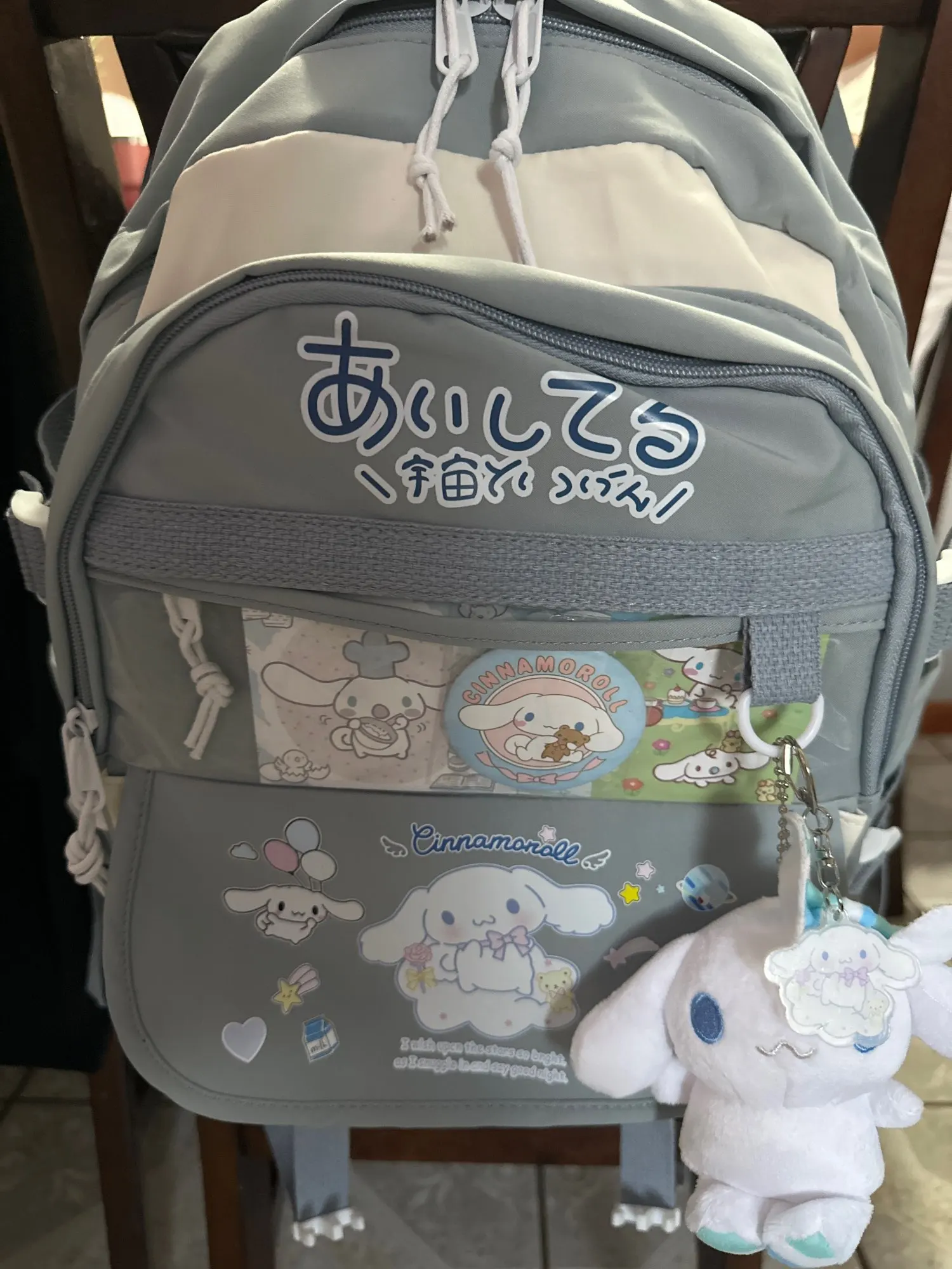 Mochila de juguete de peluche de Anime Sanrioed Cinnamoroll, mochila escolar azul para niños y niñas, mochila escolar Kawaii para estudiantes, regalo grande para ordenador photo review