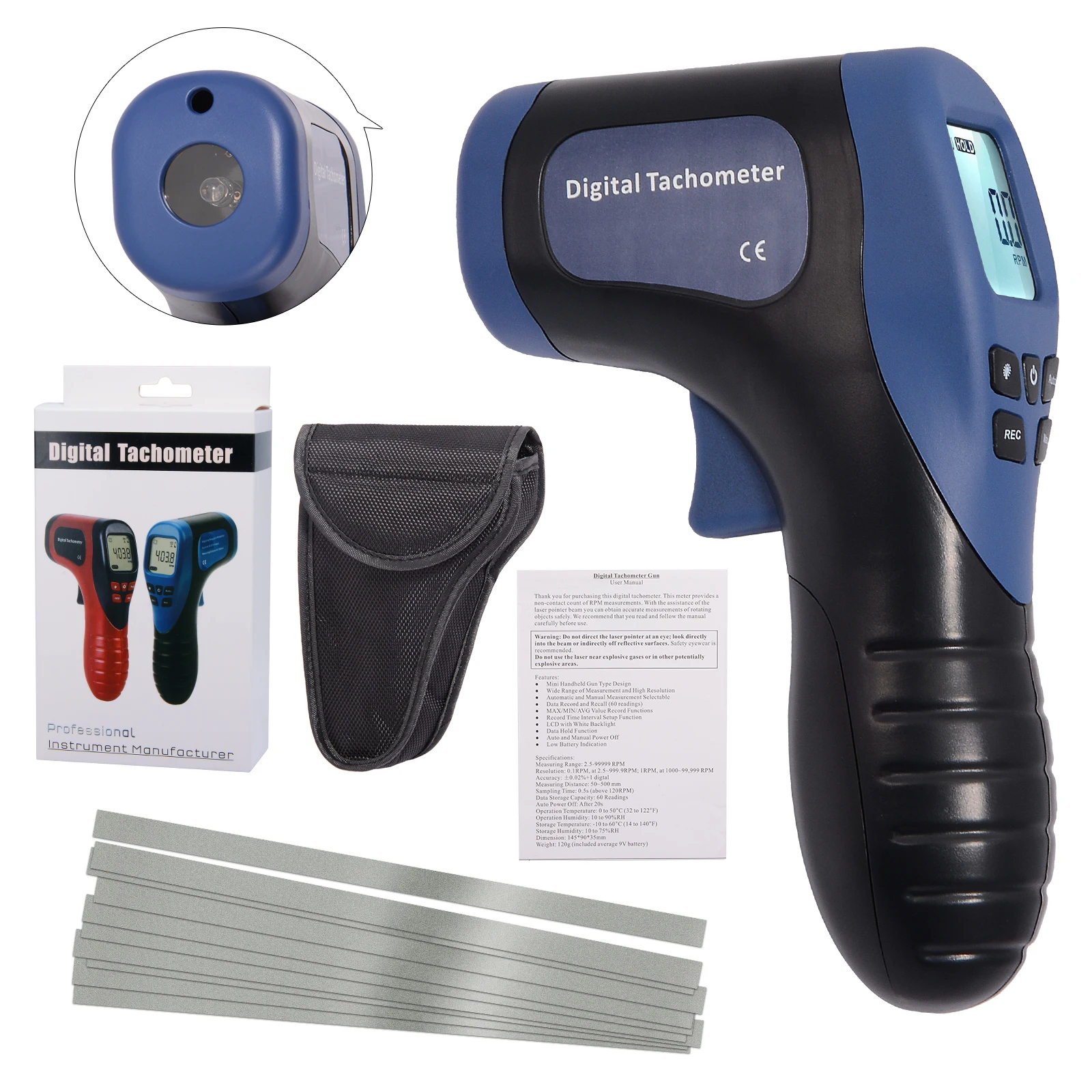 Foshio Digital Laser Tachometer 2.599999 Rpm Meter Gauges Noncontact