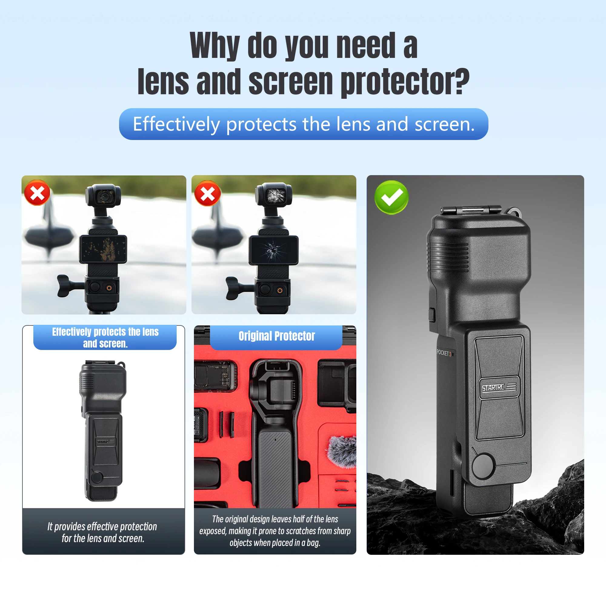 DJI 포켓 3 보호 커버 짐벌 렌즈 및 스크린 보호 필름 포켓 카메라 액세서리