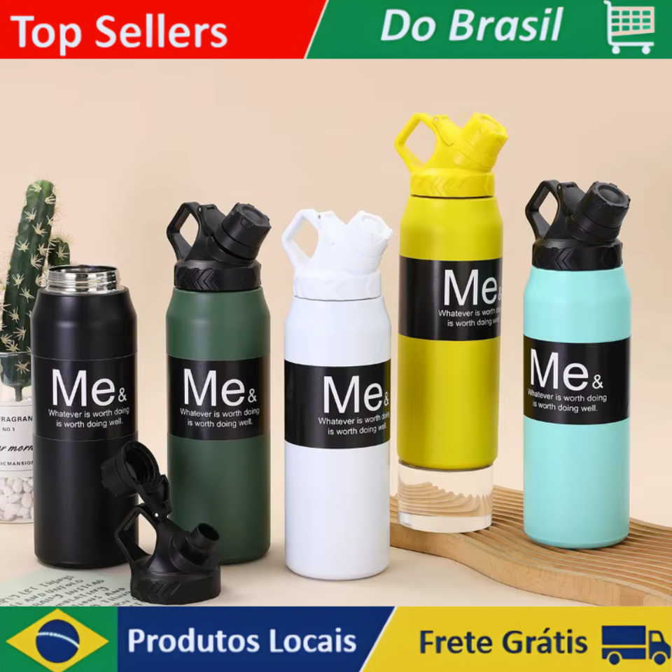 Garrafa TÃ©rmica 1000ml Inox com Bico Rosca e AlÃ§a de Transporte - Modelo ZXJ 14