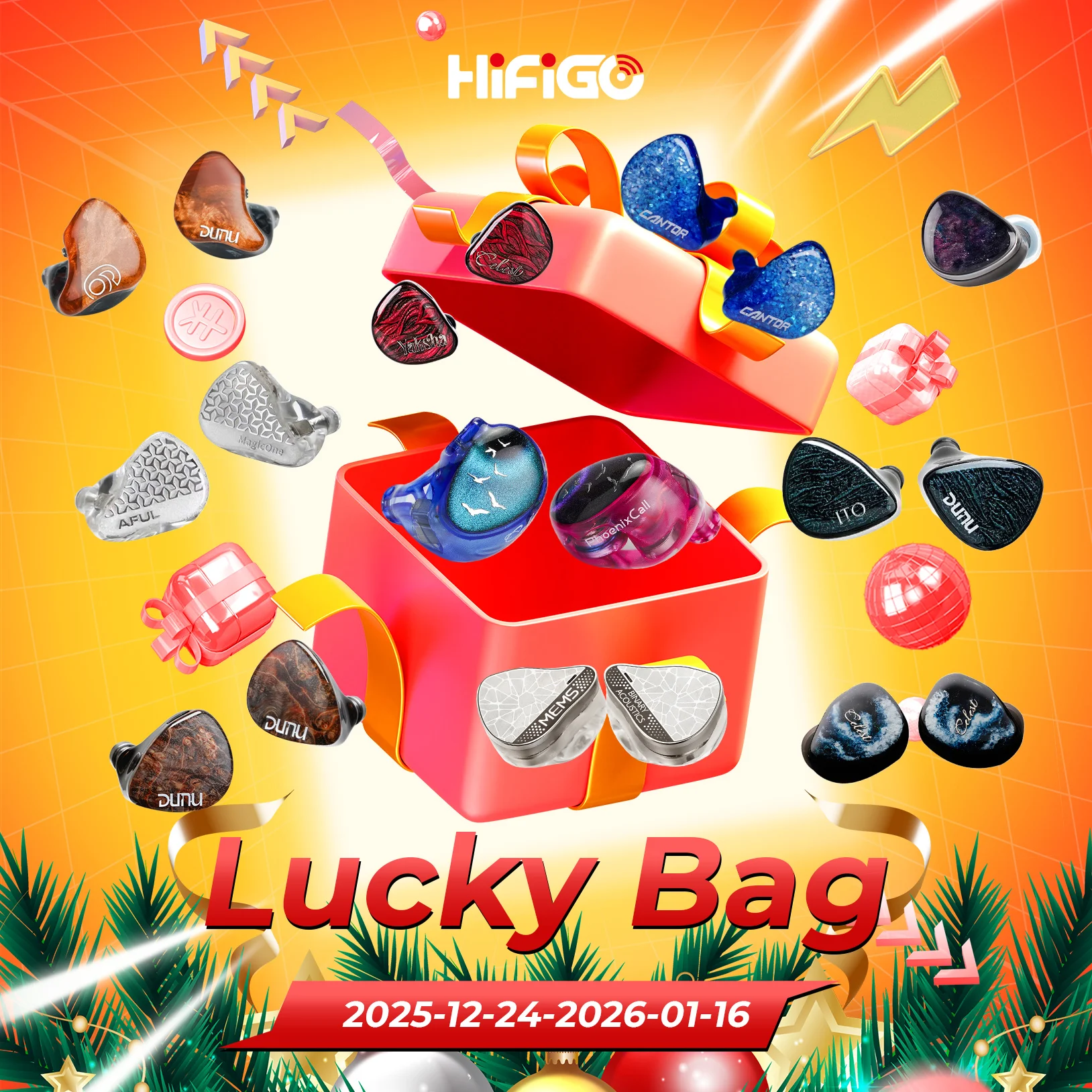 HiFiGo クリスマス＆新年福袋：69.99ドルでプレミアムIEMを手に入れ
