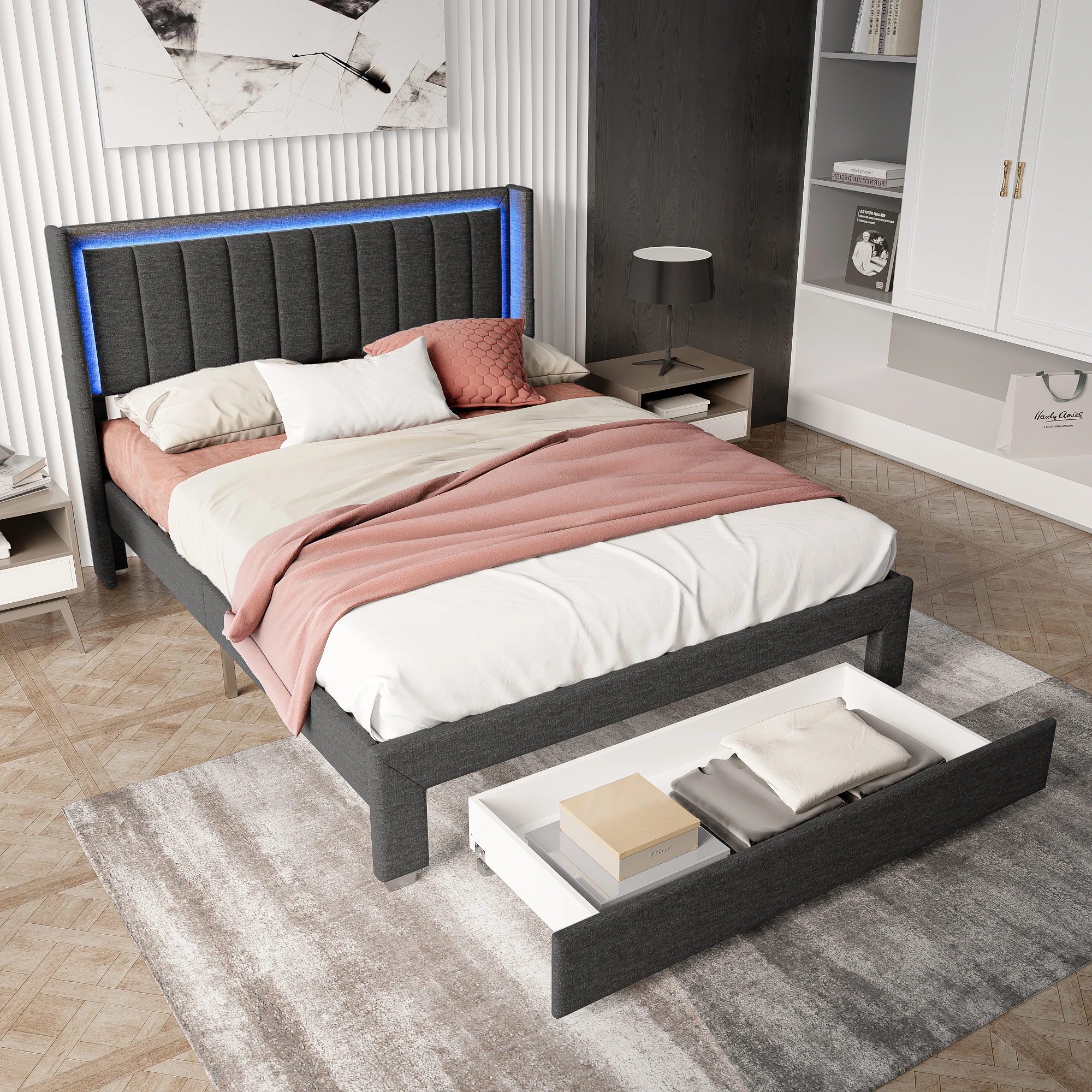 BED + MATTRESS with storage - 160x200 cm 【公式通販】