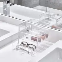 "Plastic 3-drawer vanity organizer – 7” x 6.5” x 6.5”, clear" 2