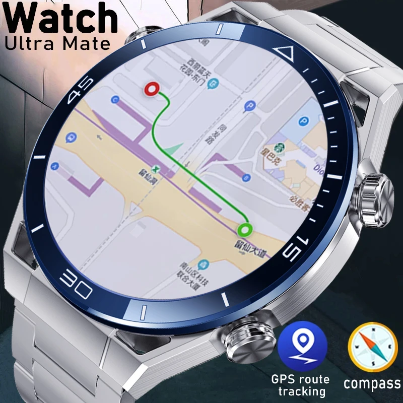 

NFC Smart Watch Men GPS Sport Tracker Compass AMOLED 454*454 HD Screen Heart Rate ECG+PPG Bluetooth Call Smartwatch For Android