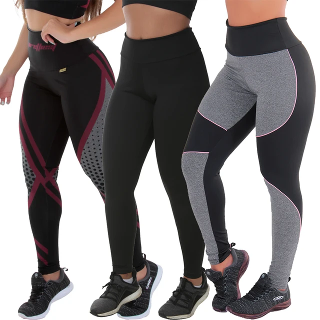 KIT 3 LEGGINGS DIVERSAS NÃO FICA TRANSPARENTE FITNESS/ACADEMIA