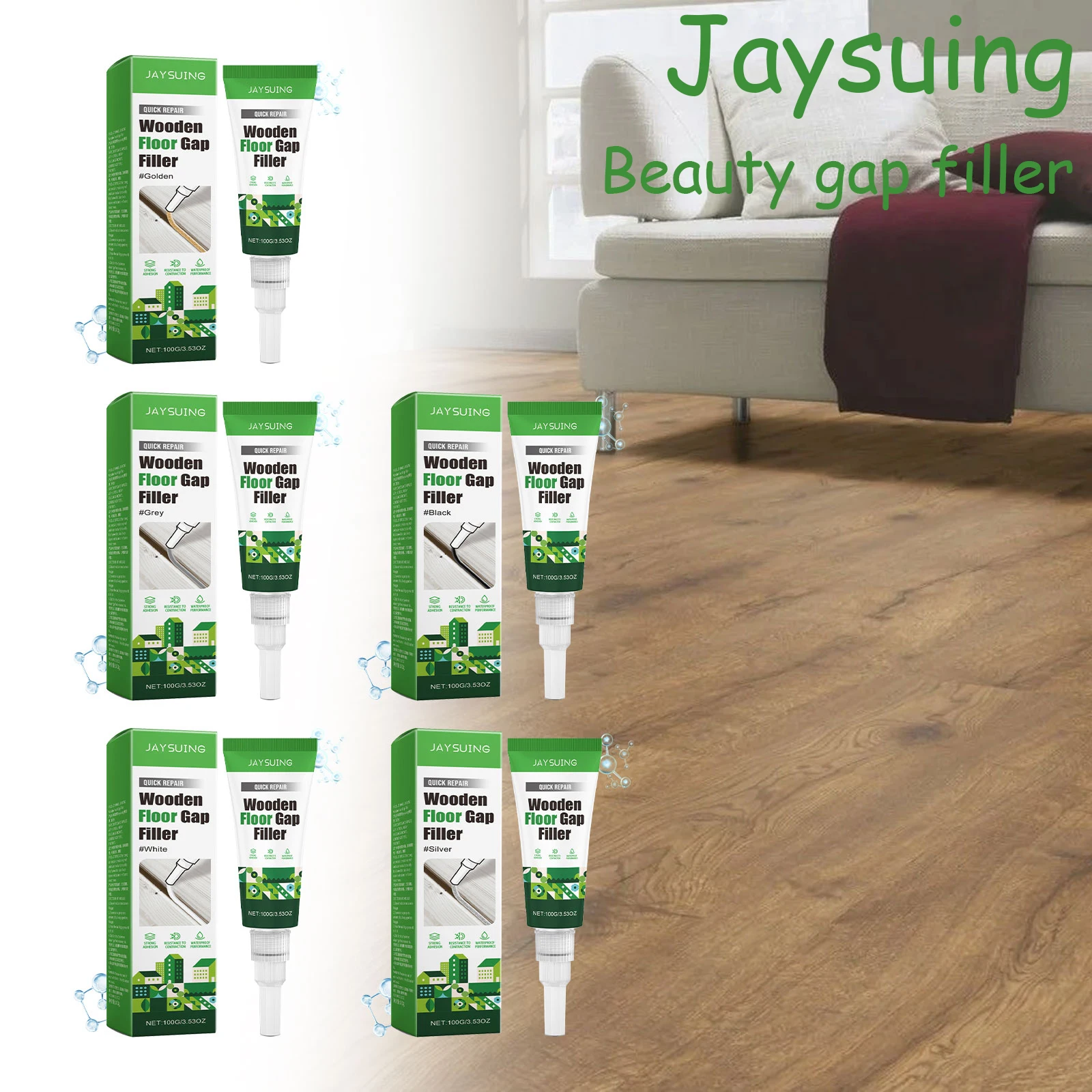 Jaysuing 100g Wooden Floor Gap Filler Strong Adhesion Mildewproof Repair Crack Waterproof Anti-fouling Wooden Floor Gap Adhesive
