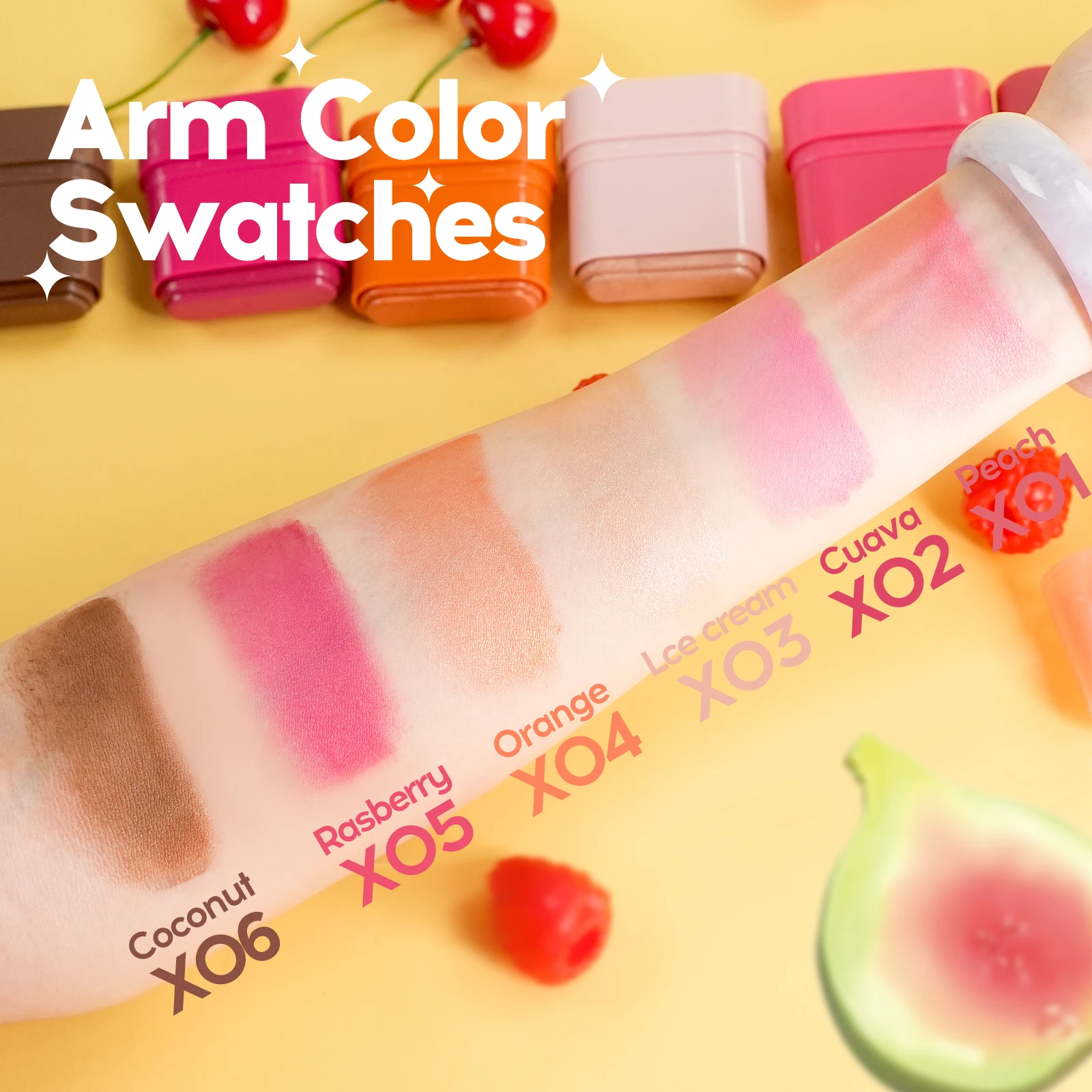 2-in-1 Flat Tube Fruit Blush & Lipstick Stick | Easy to Apply, Highlighter & Contour | Multi-Use Lip & Cheek Makeup 4