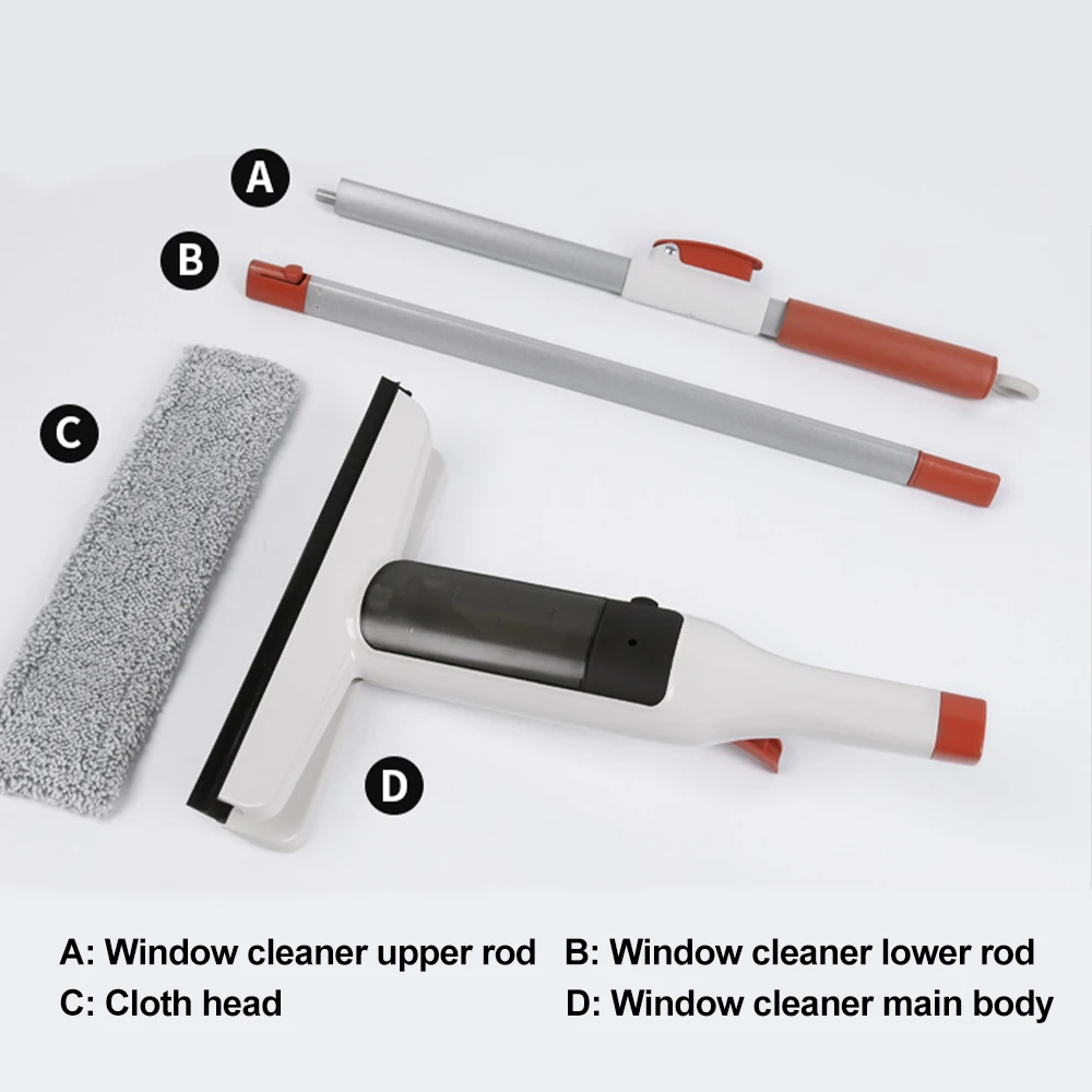 Window Glass Cleaner Mop Double-Sided Window Cleaning Kit Household With Scraper Glass Spray Washer With Extension: 3 - 5 Days Free Delivery only UK