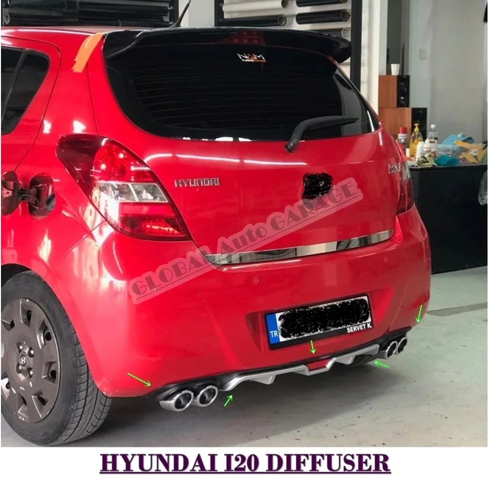 

Рассеиватель для Hyundai I20 2009 2010 2011 2012 2013 2014 удлинитель для заднего бампера приспособление для стайлинга автомобиля автомобильный аксессуар выхлоп