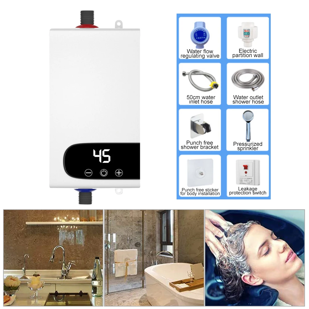 5500W Faucet Hot Water Heater Household Mini Variable-frequency  Thermostatic Shower Divine Ware Quick Electric Water Heater 220V -  AliExpress