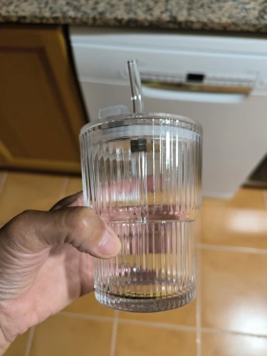 600ml Stripe Glass Cup with Lid and Straw Transparent Drinking Glasses for Juice Water and Iced Coffee Cups Mug Drinkware photo review