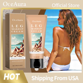 OceAura Leg Makeup Cream Body Foundation Enhance Radiance Natural Bronze Skin Waterproof Moisturizing Tanning Body Concealer