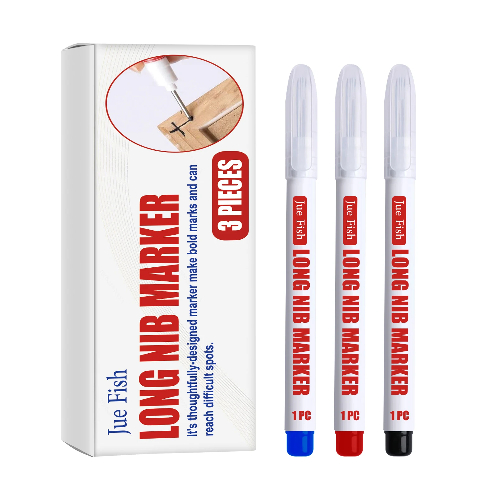 Multi-Purpose Deep Drill Hole Long Nib Waterproof Marker Pens Bathroom Home Wood Working Red Black Blue Colorful Carpenter Pen