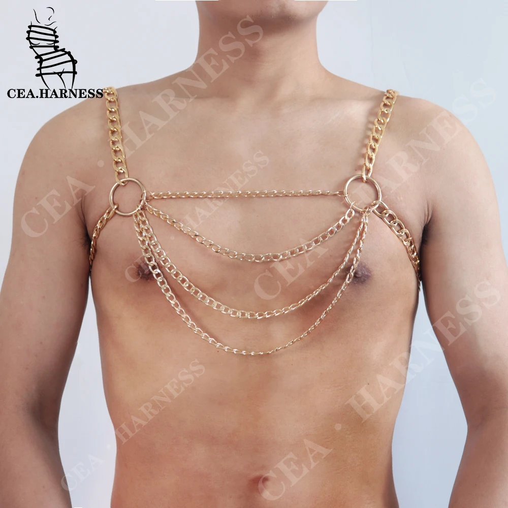 Men's Body Chain Jewelry Chest Strap Hollow Out Metal Harness Necklace Gay  Sissy Nightclub Cosplay Chains Aesthetic Accessories - AliExpress