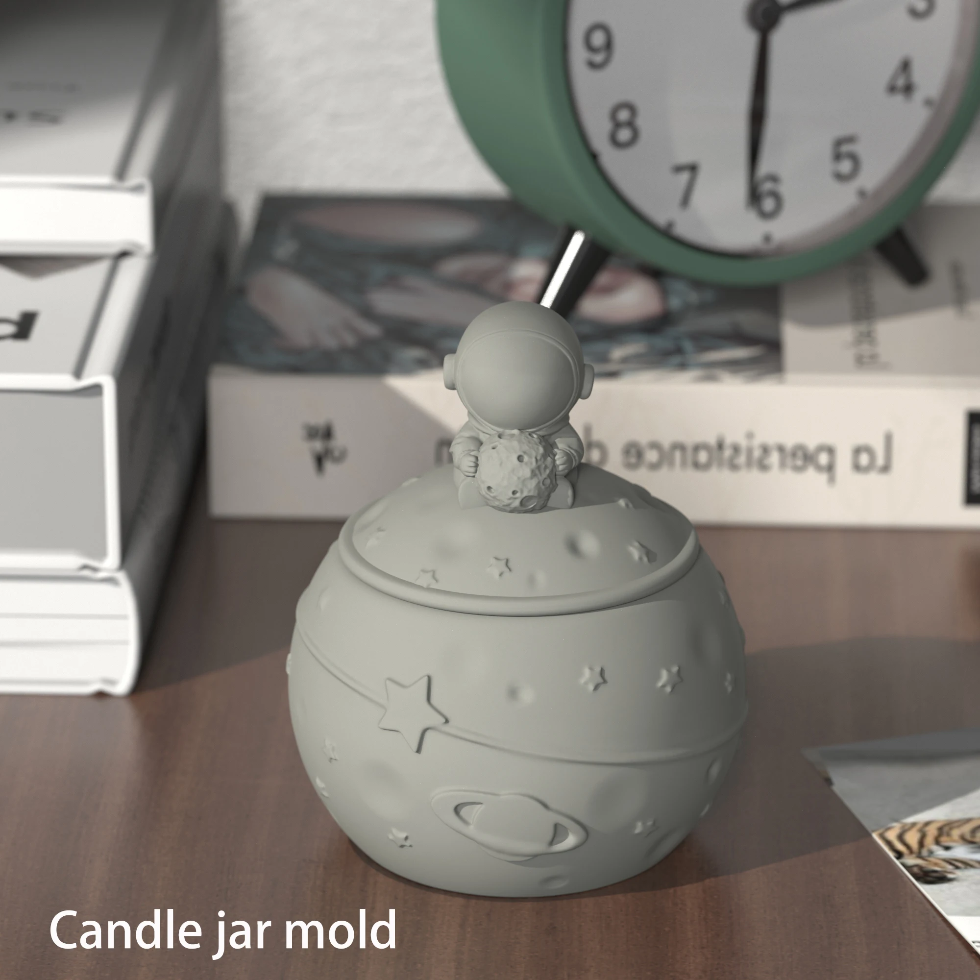 

Original star astronaut plaster candle cup mold， Lunar surface cement aromatherapy wax cup Candle jar silicone mold