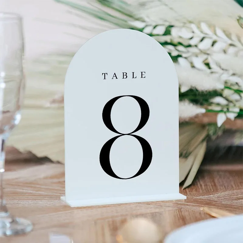 White Arch Acrylic Table Numbers with Stand Wedding Table Numbers and Holder for Centerpiece Event Wedding Reception