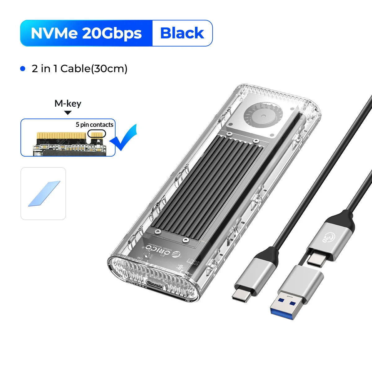 Station Accueil SSD M.2 GRAUGEAR - NVMe/NGFF USB 3.2 10Gbps | Ventilateur Silencieux