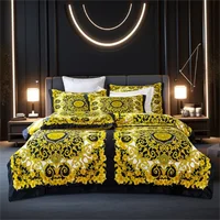 Ensemble de literie en tissu de coton à impression numérique, style moderne de luxe, housse de athlon, drap-housse en lin, taies d'oreiller, textile de maison 6