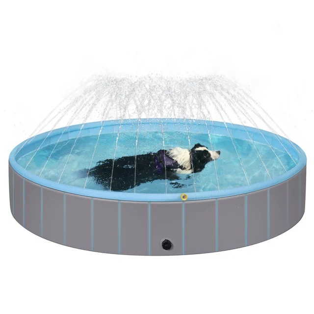 Piscina Pieghevole Per Cani E Bambini - Vasca Portatile Antiscivolo 160x30 Cm - Foto 7