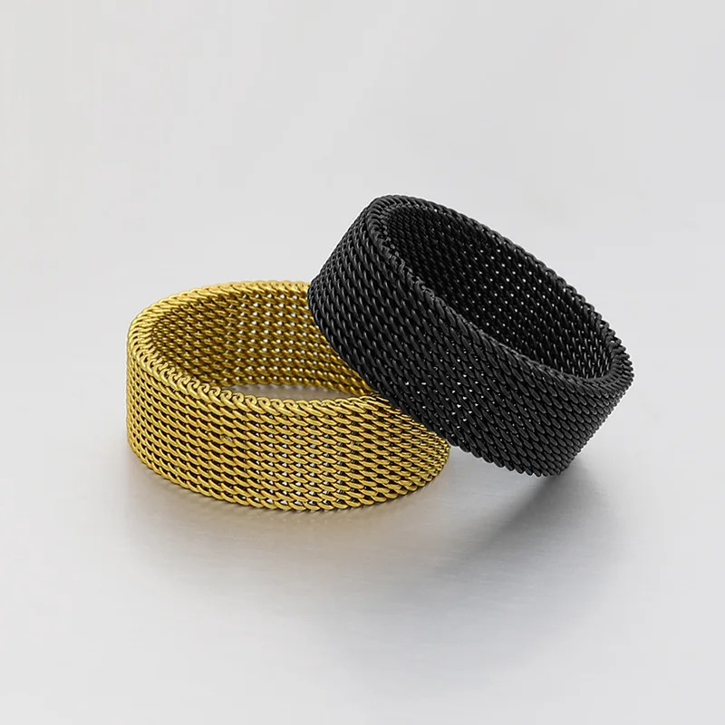 Stainless Steel Ring Men's Geometric Mesh Wave Deformable Black Metal Rings For Dream Catchers Jewelry Accessories