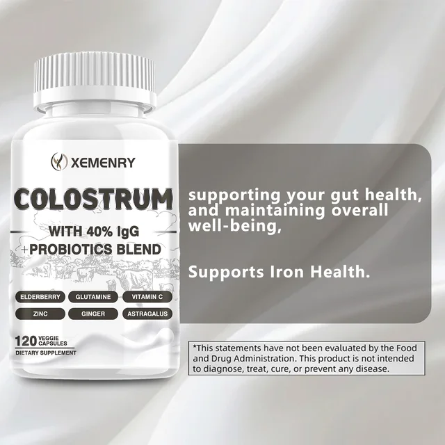 2208-90705e.jpg Colostrum Capsules - 40% LgG - Supports Intestinal Digestion and Immune Health Improve Focus, Skin, Gut Health - 120 Capsules