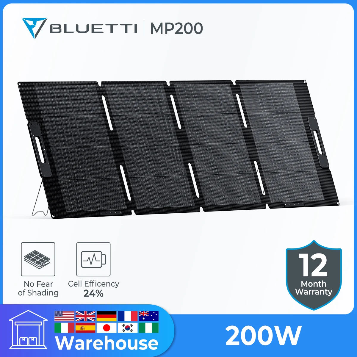 Bluetti Lp67 Pannello Solare Mp200 200W Pannello Solare Pieghevole Portatile Pieghevole Per Auto Da Campeggio All'Aperto Eb3A/Eb55/Eb70/Ac200Max/Ac500