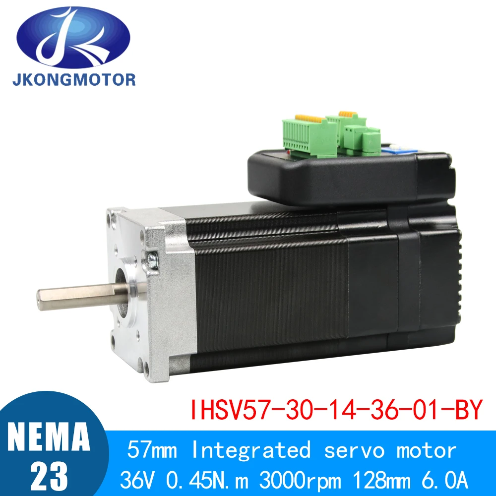 

JMC Original 140W NEMA23 AC Servo Motor 0.45Nm 0.6Nm Integrated Servo Motor 36VDC 3000rpm for CNC Machine IHSV57-30-14-36-01-BY