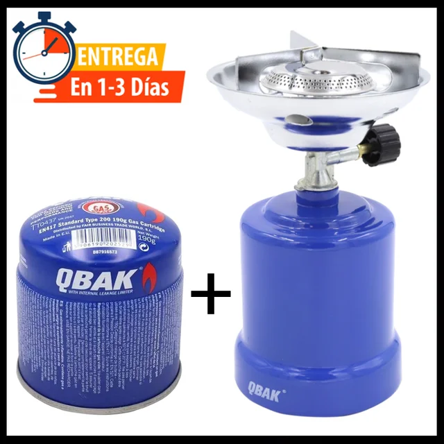 Hornillo Camping Gas Cocina Portátil + Cartucho 190g para Acampada