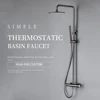 Wall-Mounted Thermostatic Valve System Bagnolux Brushed Gray Brass Rain Faucet  8 - 12" Top Spray Head Bathroom Shower Set 1