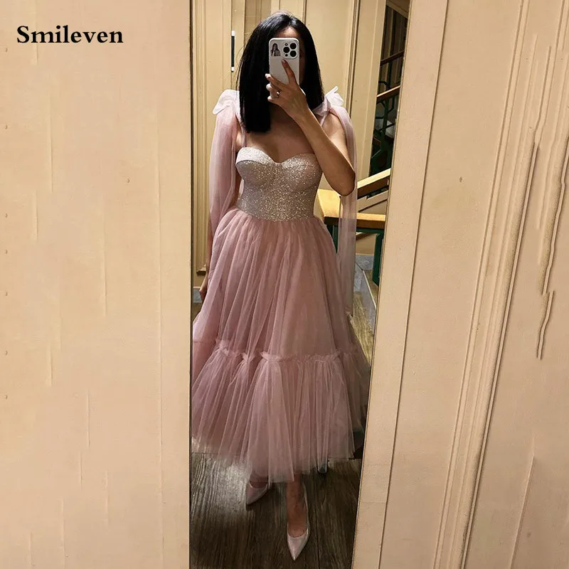 

Smileven, телесное розовое платье для выпускного вечера, блестящее платье-корсет, официальное вечернее платье 2024