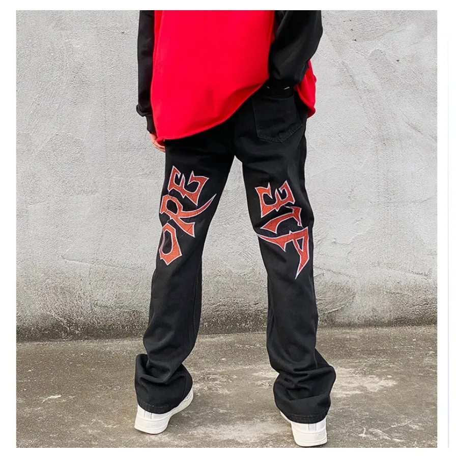 

Letter Printed Oversize Jeans Men's Pants Man Woman Youth Trousers 2022 Trends Clothes Trendyol Streetwear Casual Baggy Straight