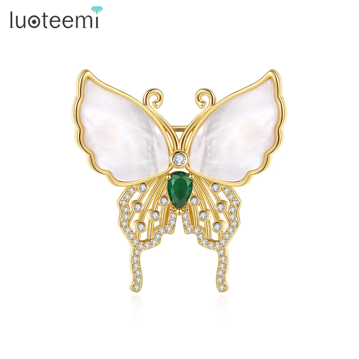 

Женская Брошь-бабочка LUOTEEMI с фианитом, позолоченная брошь нового бренда, эстетическое ювелирное изделие в форме животного, украшение для женщин