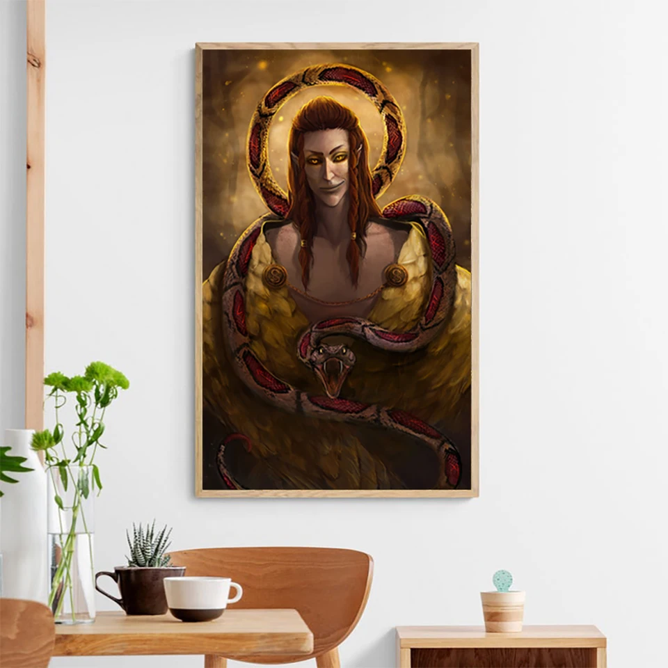 Trickster in Gold Poster Noorse Mythologie God Loki Schilderij Canvas Print  Heathen Muur Foto Fantasy Art Prints Home Room Decor - AliExpress, image size:960x960