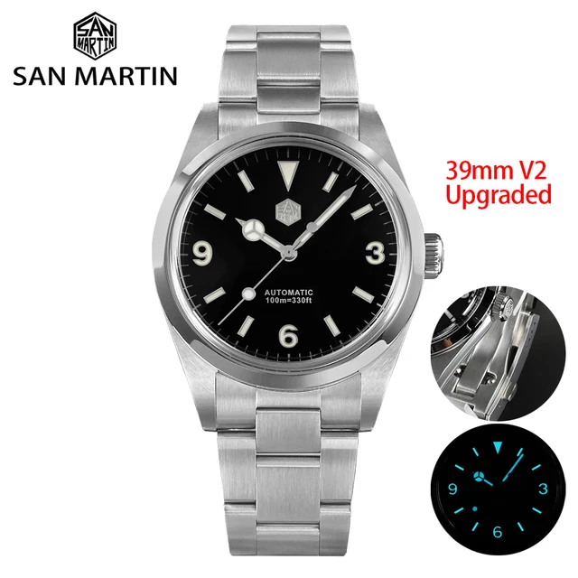 San Martin-reloj deportivo de lujo para hombre, pulsera con zafiro mecánico automático, serie Explore Climbing, YN55, 10bar, BGW9, nuevo, 39mm 1