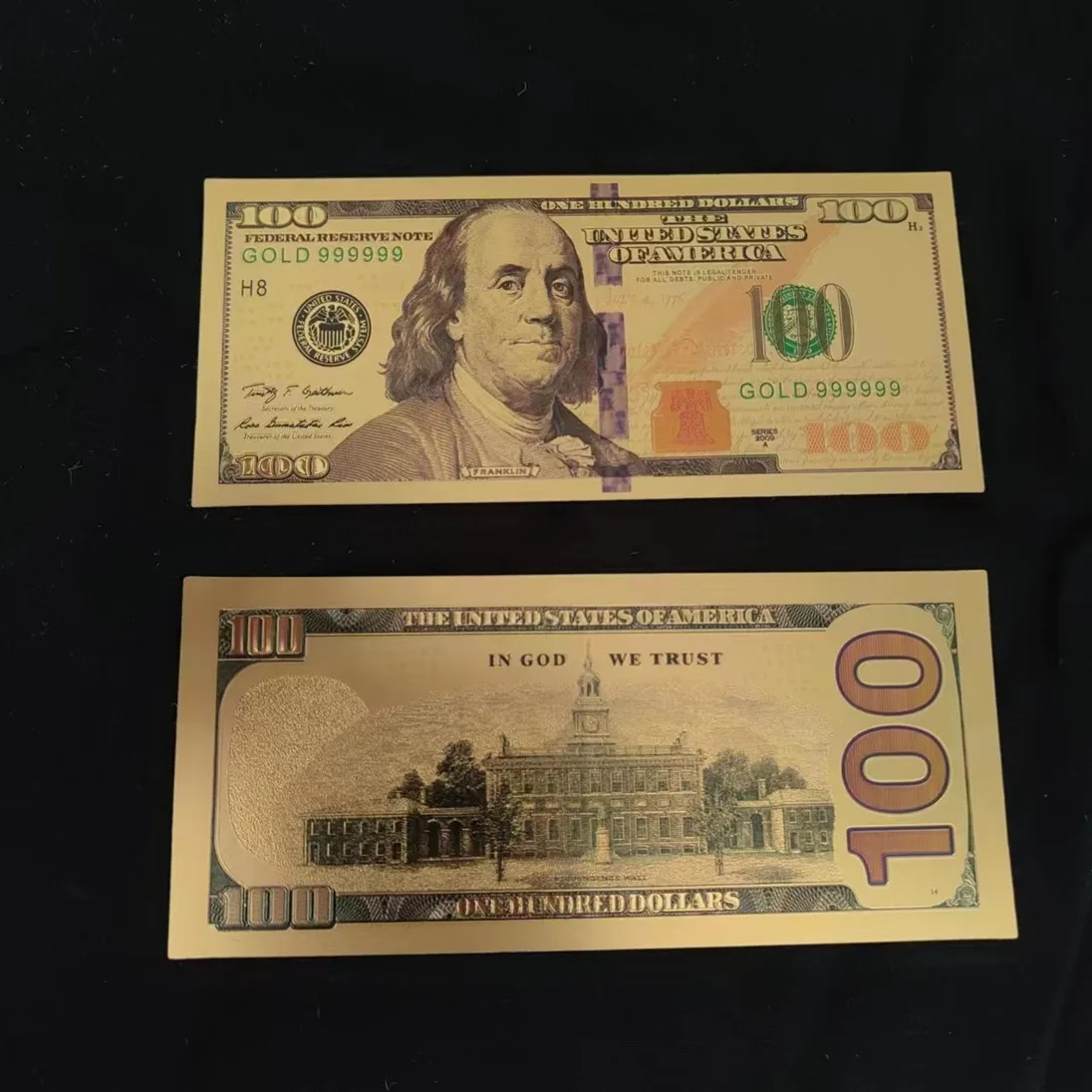 Gold Plated Banknote Commemorative Banknotes US 24k Gold Foil 100 Dollars Golden USD Paper Money for Collection