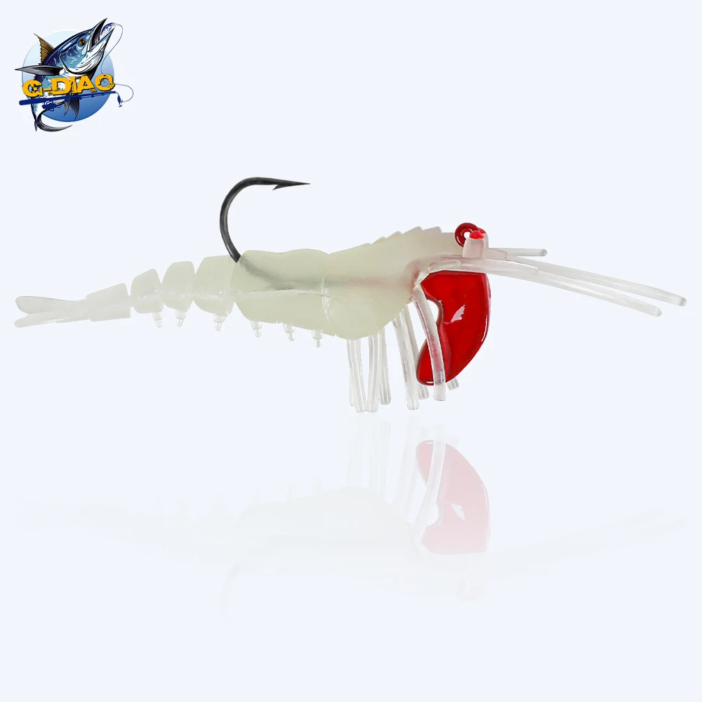 G-DIAO 1pcs Shrimp Soft Luminous Fishing Lures 3 Sizes Artificial Soft Shrimp Lure Sinking Swimbait With Fishing Accessories