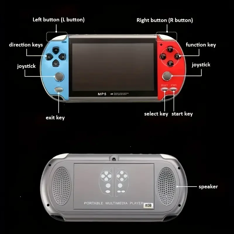 X7 Handheld Game 4.3 Inch HD Large 8G Screen Classic Game Retro Console Built-in Games Mini Handheld MP5 Video Game