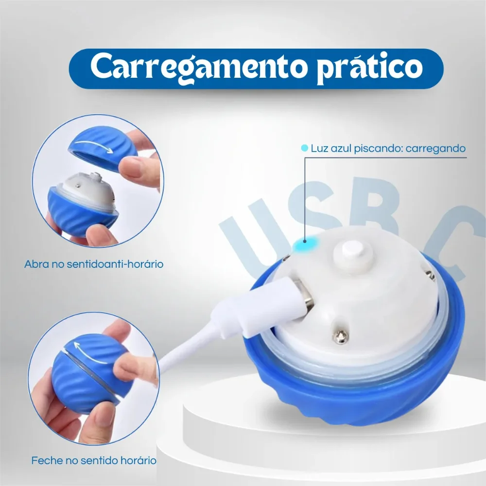 Bola Interativa Pets Brinquedo Automático com Rotação e Recarga USB 2