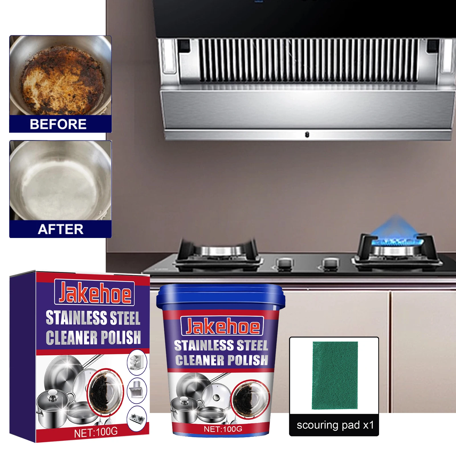 Stainless Steel Cleaning Paste Kitchen Cooktop  Stubborn Stains Rust Clean The Bottom Of The Pan Black Stains Rust Remover