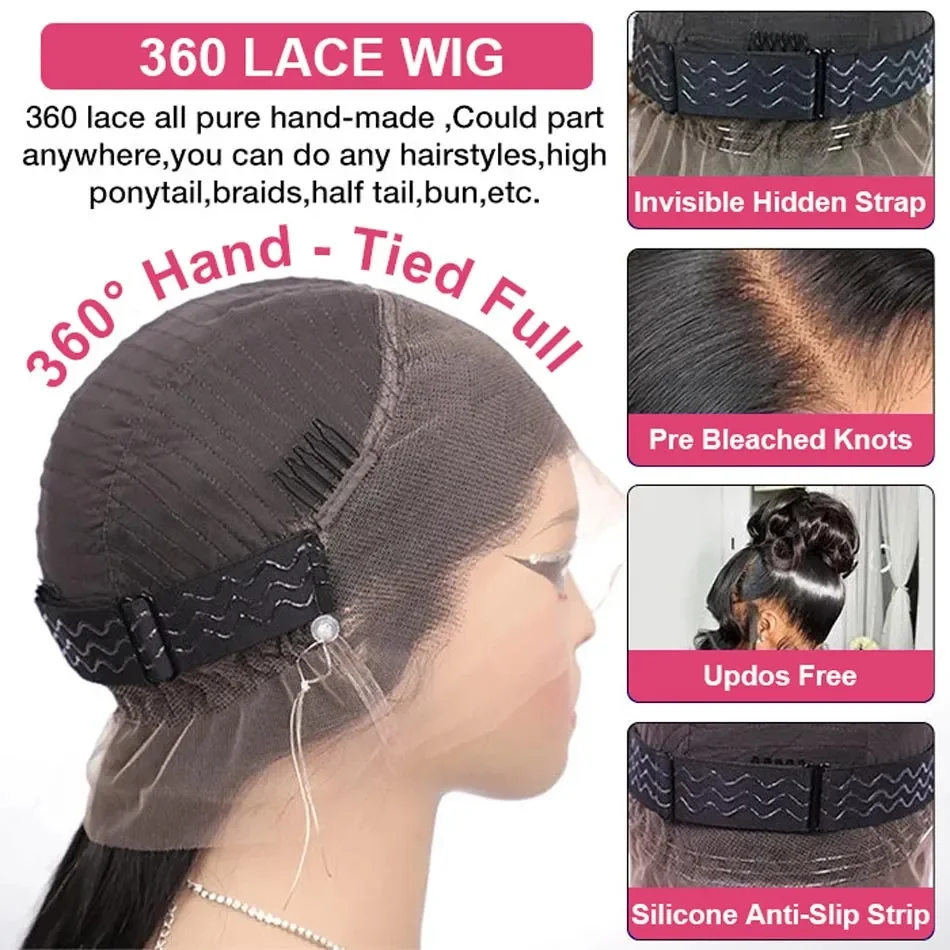 HD invisi Strap 360 Lace Front Wigs Human Hair Wigs Preplucked Deep Curly Glueless Wig Human Hair Redy to Wear 360 Full Lace Wig