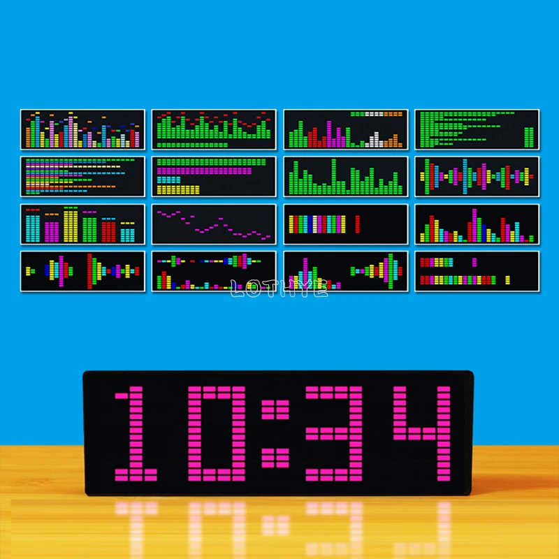 Lothye-rgb Ritmo Led Stereo Music Spectrum Pickup Relógio Eletrônico Controle de Voz Indicador de Nível Medidor vu Lâmpada Atmosfera do Carro - Image 3