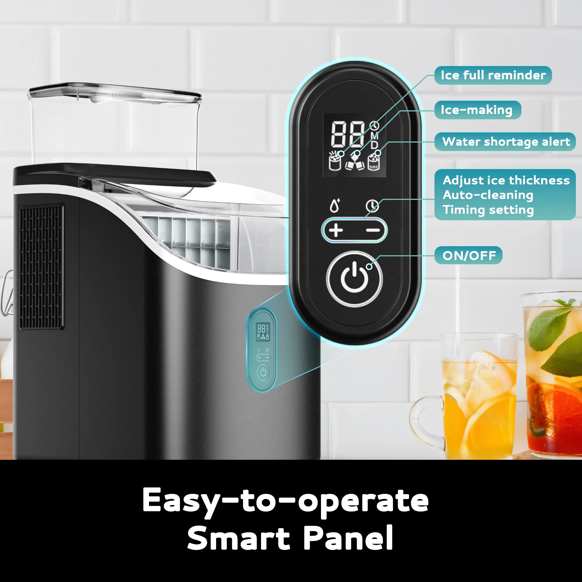 آلة صنع مكعبات الثلج SIMZLIFE مع خزان مياه خارجي 3...