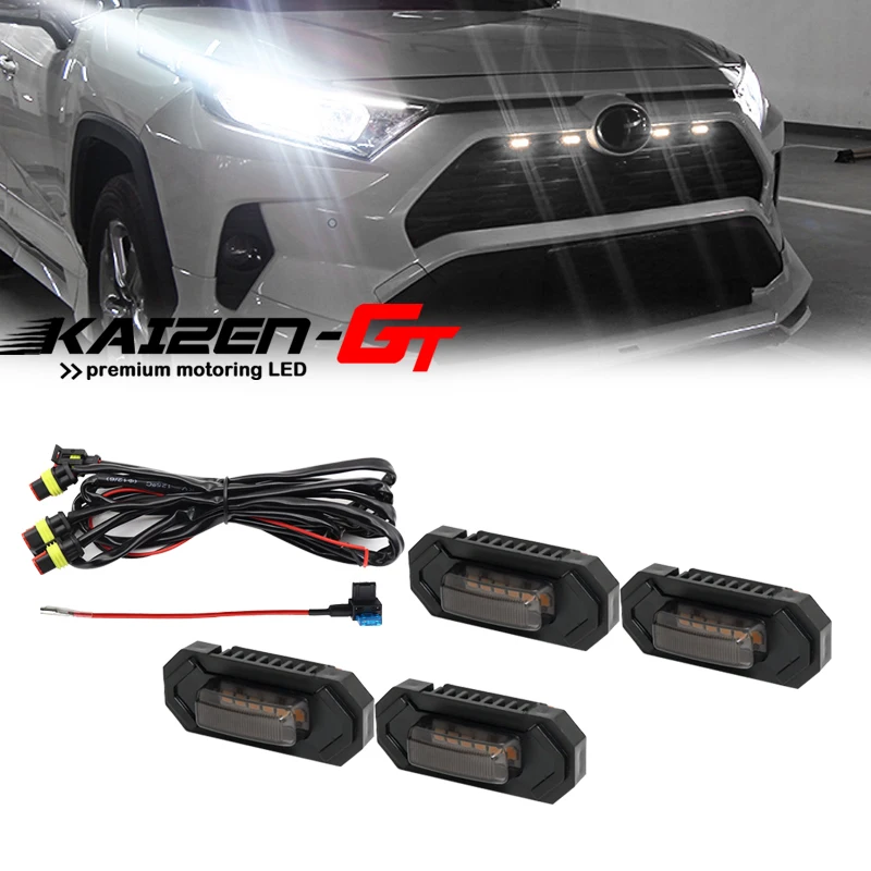 Sidaqi - 4 Luces LED De 12 W ámbar Para Rejilla Delantera De Coche, Luces De Advertencia